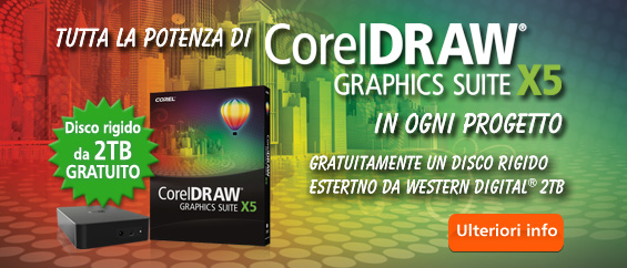 Tutta la potenza di CorelDRAW� Graphics Suite X5 in ogni progetto. Gratuitamente un disco rigido esterno da Western Digital� 2TB